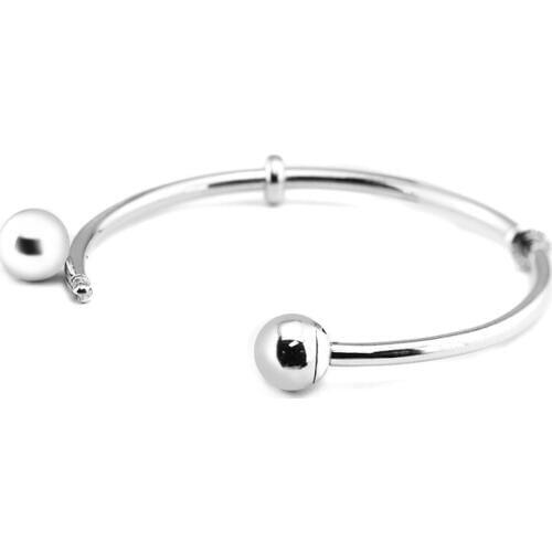 Open Bangle Silver BraceletS For Woman DIY Beads & Charms Authentic Sterling Silver Fashion Jewelry Bracelets