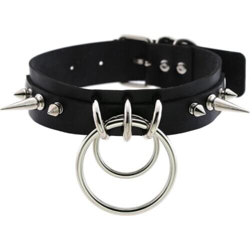 Punk Spike Metal Collar Girls Leather Harness Choker Necklace For Women Party Club Chockers Gothic Jewelry Harajuku 2020