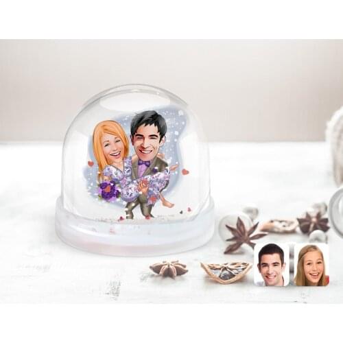 Personalized Valentine Caricature Of Snow Küresi-56