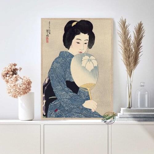 Washing the Hair by Ito Shinsui Ukiyo-e Poster Modern Canvas Painting Prints Wall Art Picture for Living Room Decor Gift