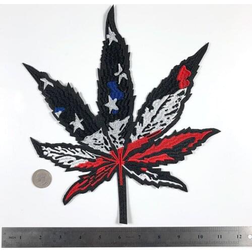 Big Maple Leaf Cloth Patch American Flag Thermo Adhesive Embroidery Clothing Appliques DIY Sewing Supplies Logo Iron on Patch