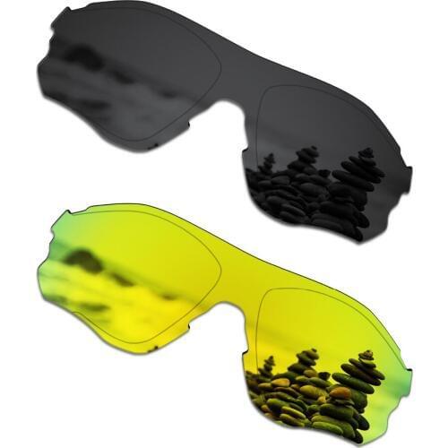 SmartVLT 2 Pieces Polarized Sunglasses Replacement Lenses for Oakley EVZero Path Stealth Black and 24K Gold