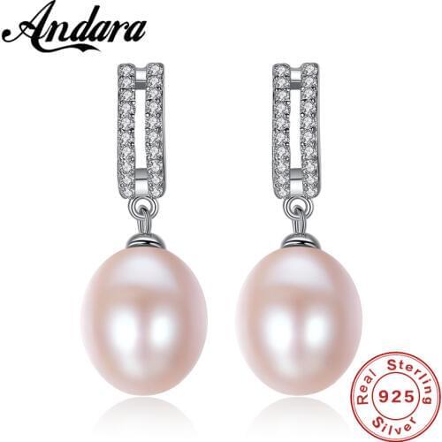 Luxury 100% 925 Sterling Silver Charm Pearl Earrings Women Elegant Fahsion Jewelry boucle d'oreille