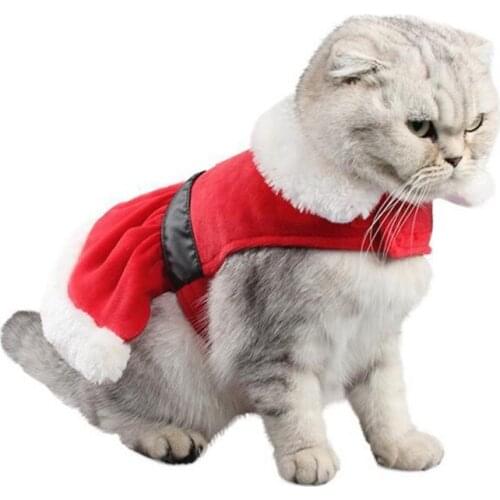 Pet Cat Dog Christmas Cloak Cape Winter Clothes Cute And Warm Santa Claus Suit for Puppy Dress Up Costumes