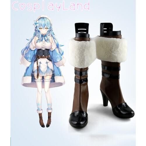 Vtuber Yukihana Lamy Cosplay Boots Shoes Leather Shoes Cosplay Accessories Halloween Party Shoes for Women High Heel Shoes