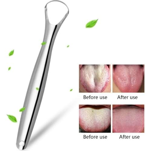 Q1FB Stainless Steel Tongue Scraper Metal Oral Care Hygiene Cleaner Brush Fresh Breath Maker Reusable Mouth Cleaning Tool for