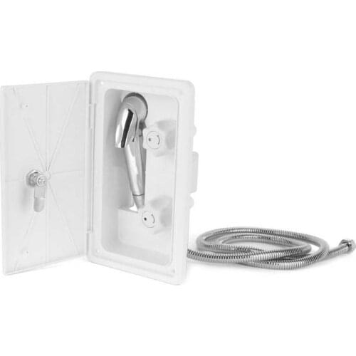 RV Replacement rv styling RV Exterior Shower Box Kit Dual Valve Cold Heat Double Control with Metal Hose Spray Head Lock Keys