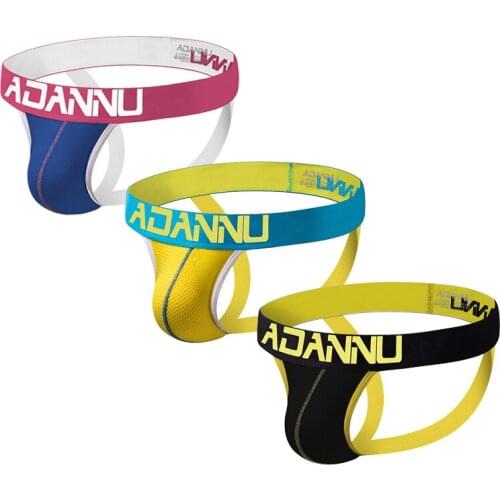 3PCS/Lot Thongs Men Jockstraps Gay Underwear Low Rise Sexy Penis Pouch Men Double Thong G-String Lingerie Man Underpants