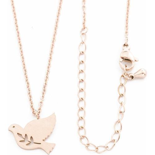 Bird Of Peace Necklace Stainless Steel Gold Color Dove Pigeon Necklaces Pendants For Women Best Friends Gifts Animal Jewelry