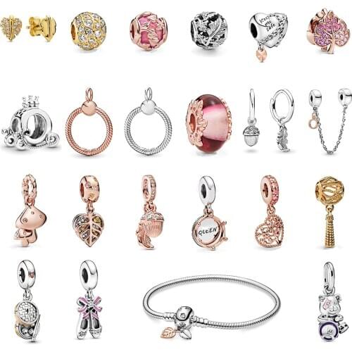 High-quality S925 Sterling Silver New Love Tree Drape. Mushroom Pendant Charm Suitable For Original Female Bracelet Diy Jewelry