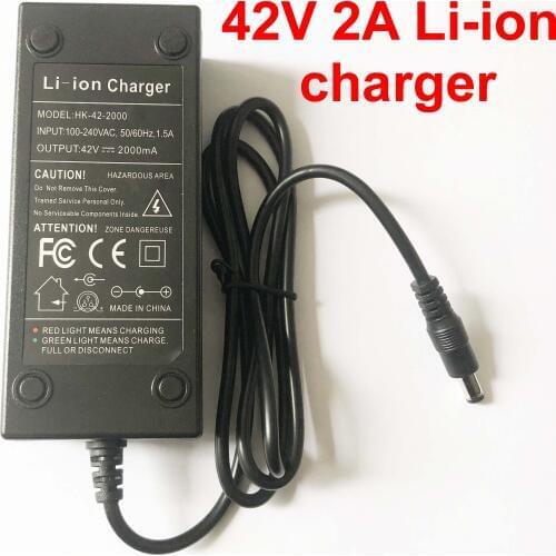 36V 2A DC Li-ion battery charger Output 42V 2A charger Used for 36V 10S 10AH 12AH 15AH 20AH Ebike lithium battery charging