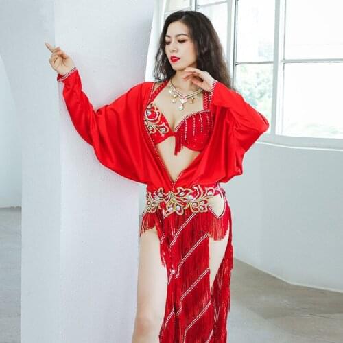 Sexy Belly Dance Dress Oriental Tassel Drum Dance Outfit Bra Skirt Competition Quality Women Carnival Costume