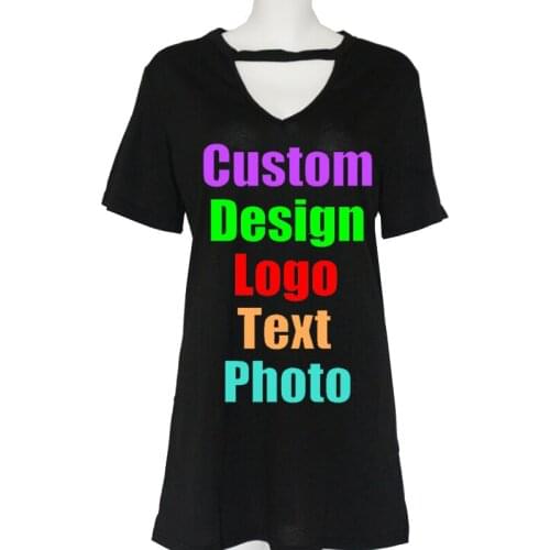 Solid Hallow Out Sexy Night Club Women Short Sleeve Dress Custom Logo Photo Printed V Neck Party Vestidos Female Lady Robes 3XL