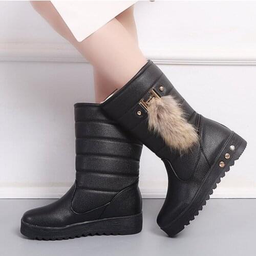 Winter Ankle Cotton Boots Womens Thick-soled Warm Snow Boots Warm Short Plush Outdoor Thick Bottomn Platform Footwear 2021 New