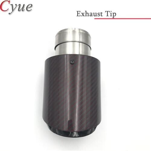 1Piece Glossy Red Cabon Fiber Exhaust Tip Universal Muffler Pipe 3 layers Exhaust Tip