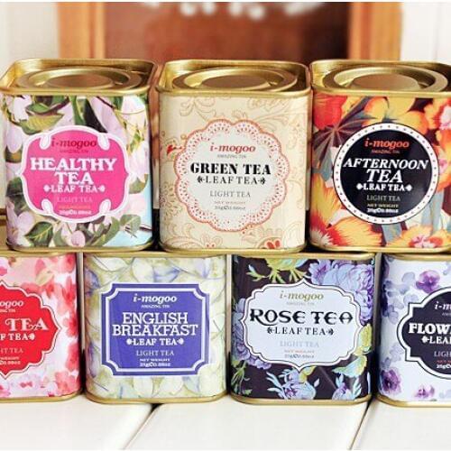 1pcs cute stationery Youfan European floral tinplate Small mini tea can