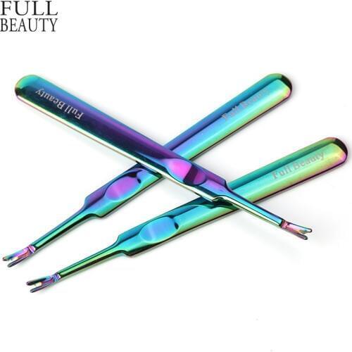 1pcs Full Beauty Cuticle Remover Pusher Trimmer Callus Dead Skin Cut Tools Chameleon Fork Nail Manicure Finger Accessory CHFB#4