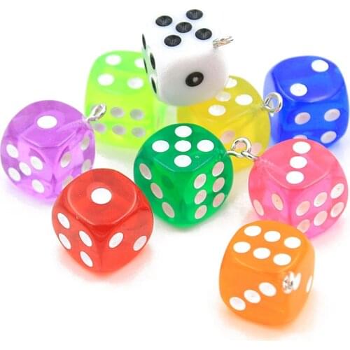 10Pcs 14X17MM 9 Color Transparent Dice DIY Earring Pendants Miniature Figurines Resin Craft Cabochon Charms Making Accessories