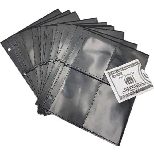 10PCS Card Album 80/180 Pocket Replacement Inner Page Postage Stamp Movie Ticket Collection Binder Album Black Storage Page