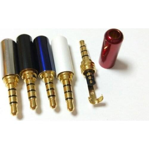 100PCS new Gold plated 1/8 "3.5mm 4 pole Male Plug Audio for music player Solder New