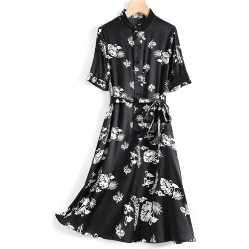 2021 summer womens fashion elegant luxury wrinkle OL silk dress