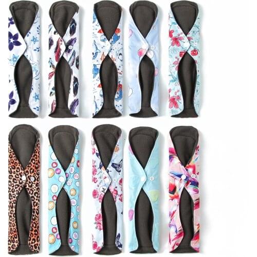 3pcsWomen Panty Liner Napkin Cloth Reusable Sanitary Hygiene Heavy Period Washable Charcoal Flow Bamboo Soft Towel Mestrual Pads