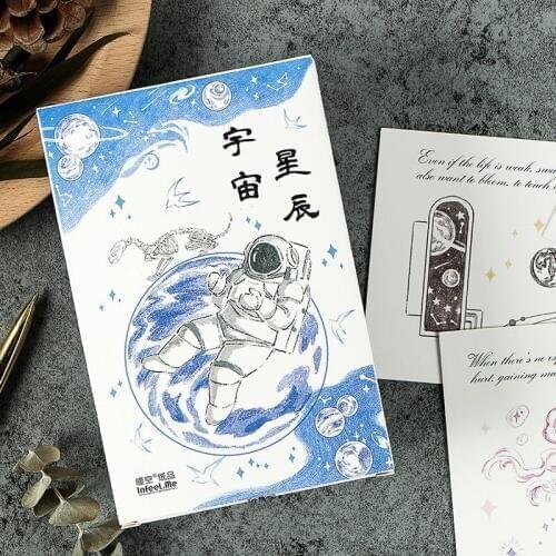 30 Pcs/Set Universe Planet Series Postcard Creative Hand Painted Astronaut Greeting Cards DIY Journal Decoration