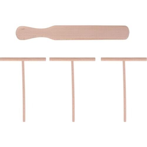 4pcs Pancake Cooking Utensils Wooden Crepe Spreader and Spatula Tortilla Rake Batter Spreading Tools Hot