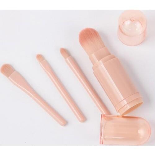 4Pcs/Set Telescopic Four in One Retractable Makeup Brush Mini Portable Retractable Multifunctional Mini Blush for Female