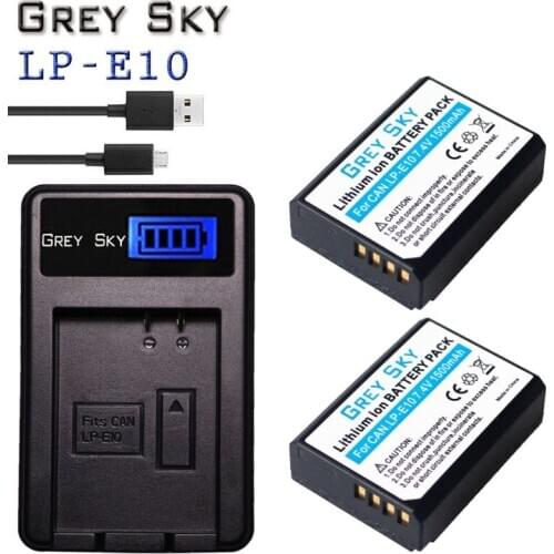 1500mAh LP-E10 Battery+ LCD Charger for Canon EOS Rebel T3, T5, T6, T7, Kiss X50, Kiss X70, EOS 1100D, EOS 1200D, EOS 1300D L50