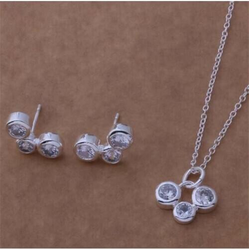 AS168 Hot Sale Silver Plated Color Jewelry Sets For Women Wholesale High Quality Classic Earring 179 + Necklace 101