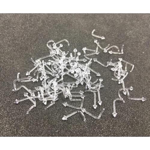 Free shippment LOT100pcs Spike NOSE RETAINERS HIDE PIERCING CLEAR NOSE RING STUD Screw On Body Piercing jewelry