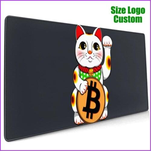 Bitcoin Lucky Cat Extra Large Cute Personalized Custom Mouse Pad With Wrist Support Gel Alfombrilla Escritorio Pc Gamer Completo