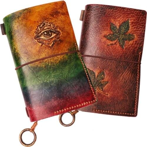 New Pure Hand Coloring Leather Notebook Chinese Style Manual Retro Hand Book Tn Diary Reminiscent Notepad Office School Supplies