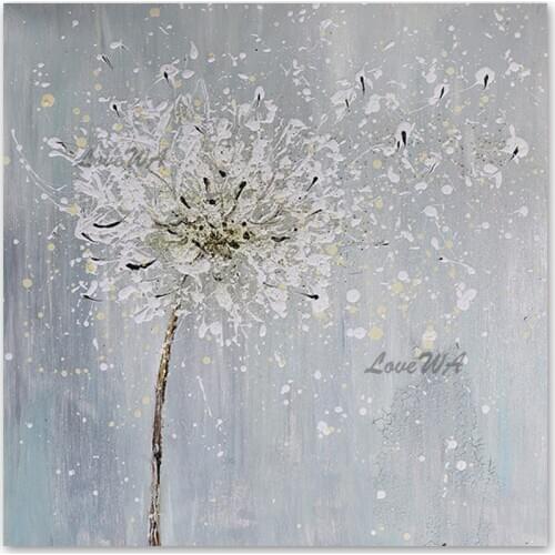 Real Handmade Large Wall Art Gray Textured Flower Abstract Oil Painting Wall Hangings Canvas Art Picture Artwork Entrance Decor