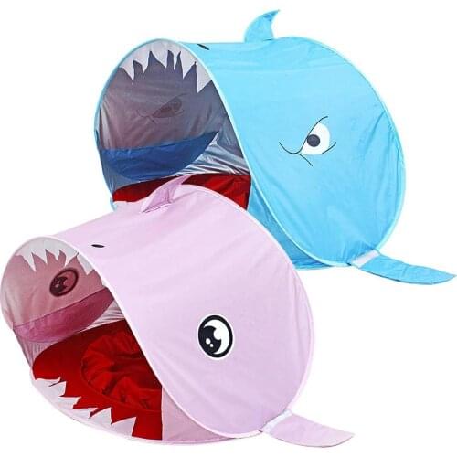 Children Baby Beach Tent Waterproof Sun Awning Tent UV-protecting Sunshelter Polyester Breathable Cloth Shark Tent Camping
