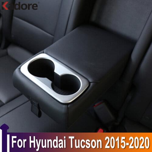 For Hyundai Tucson 2015-2020 Carbon Fiber Trim Cup Holder Decorative Frame Decal Cover Sticker Cover Car Styling Accessories