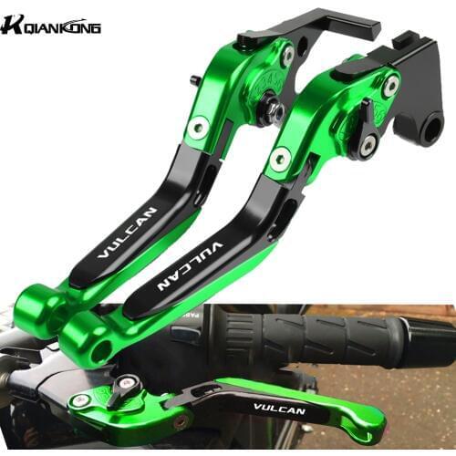 For Kawasaki VULCAN/S 650cc 2015 2016 Motorcycle CNC Adjustable Extendable Folding Brake Clutch Levers Handle 15-16 VULCAN LOGO