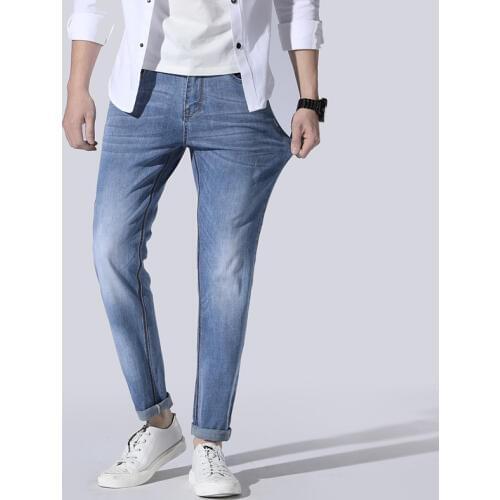 2020 Dark Wash Slim Fit Denim Trousers Plus Size Skinny Jeans Spring Summer Brand Jeans Men Fashion RippedPlus Size 42 44 46