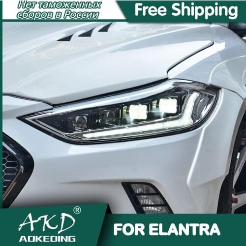 For Car Hyundai Elantra 2016-2019 Headlights DRL Day Running Light LED Bi Xenon Bulb Fog Lights Car Accessory Elantra Head Lamp