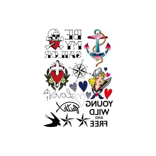 Cross Skull Compass Anchor Letter Tattoos Stickers Women Body Waist Arm Art Tattoos Temporary Girls Butterfly Tatoos Rose Chains