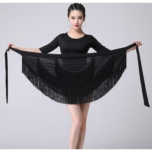 Latin Tassel Dance Skirt For Women Latin Skirt Fringe Tassel Hip Scarf Dancing Skirts Wrap Competition Practice Dance Dress