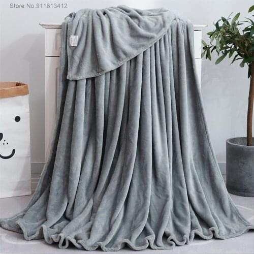 Hot Winter Warm Blanket Silver Gray Solid Microfiber Fleece Blankets Throw on The Bed/Sofa/Travel Bedsheet King Size 180x200cm