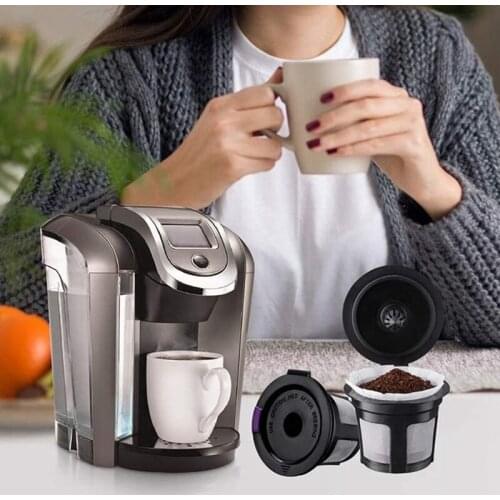 Reusable K Cups with Paper Filters Set Including 4 Pack K Cups and 100 Pcs Coffee Filters for Keurig 1.0 and 2.0