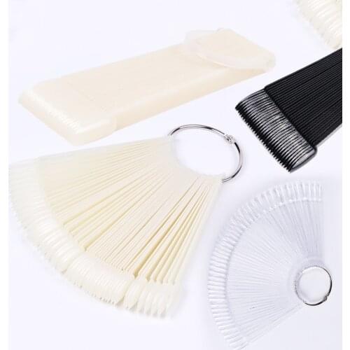Natural Clear Black Color Card Nail Tips Display False Nails Round Fake Color Chart with Ring Nail Acrylic Design Tools GLA23