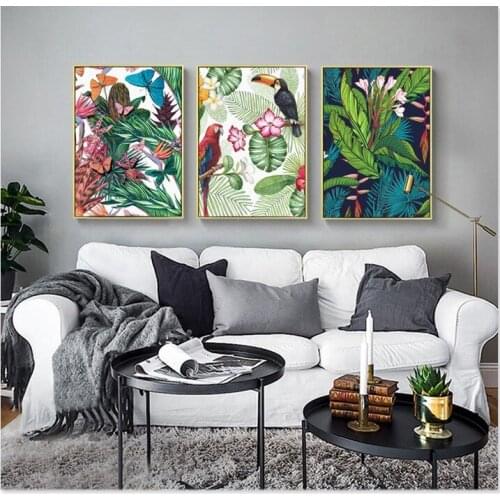Nordic Art Flower Bird Plant Tropical Leaf Painting Canvas Poster A4 Wall Picture Modern Home Living Room Decoration