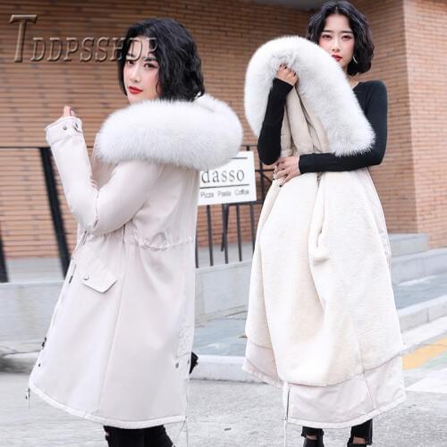 2019 New Thick Lining With Fluff Women Parkas 5 Colors Can Choose Long Style Female Overcoat