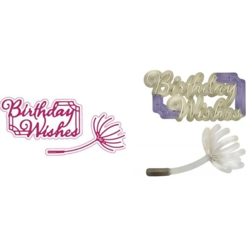 New for 2021 Birthday Wishes Metal Cutting Dies Scrapbook Diary Decoration Stencil Embossing Template DIY Greeting Card Albums