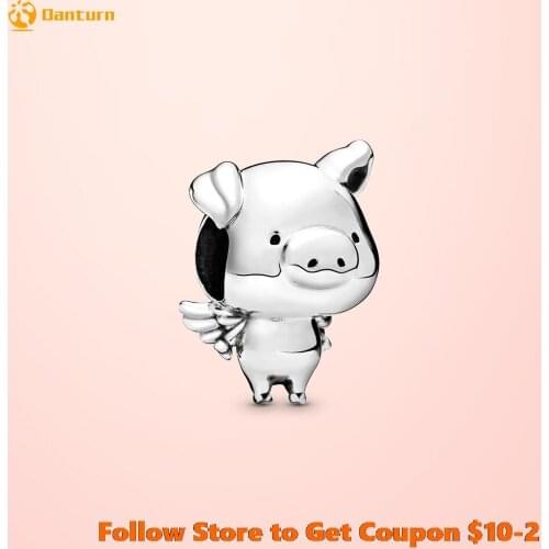 2020 New 925 Sterling Silver Beads Pippo the Flying Pig Charms fit Original Pandora Bracelets Women DIY Jewelry