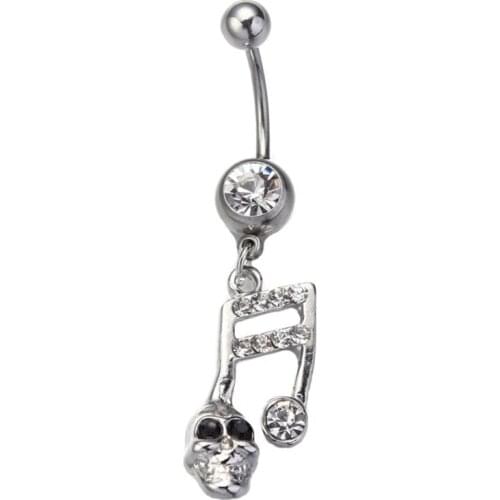 Punk Body Piercing Jewelry Skull Rhinestone Dangle Ball Barbell music note Belly Button Navel Ring Belly Dance Accessories